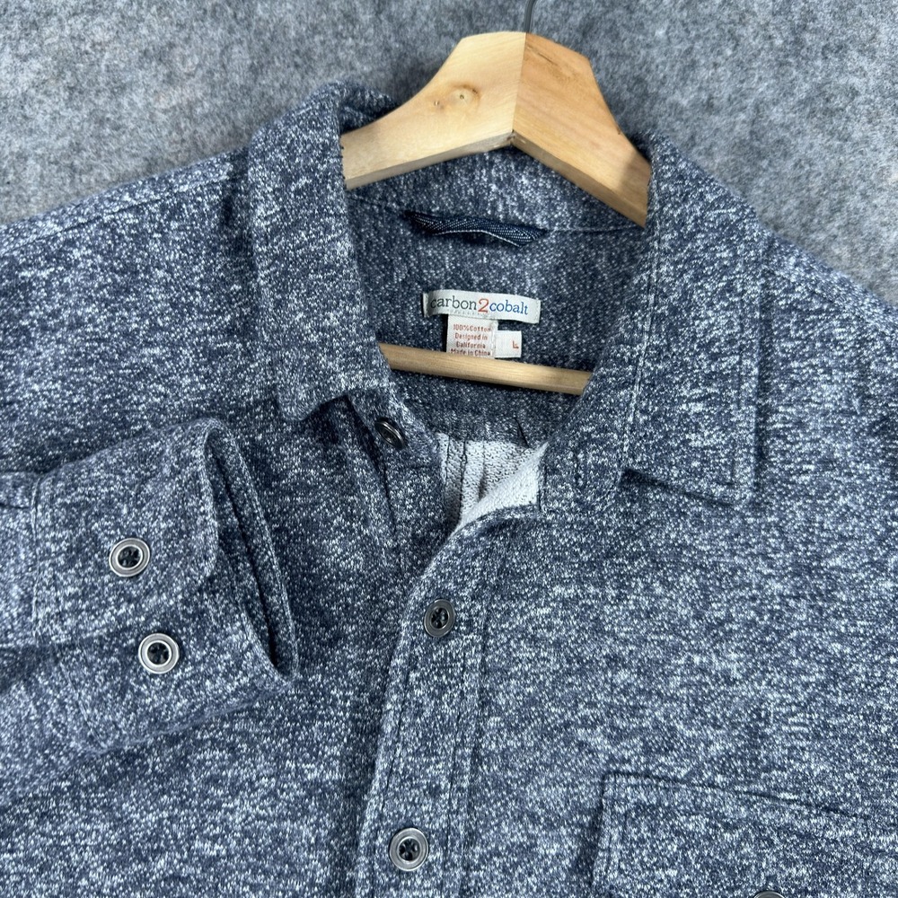 Carbon 2 Cobalt Shirt Mens‎ Large Gray Knit Long Sleeve Button Front Casual